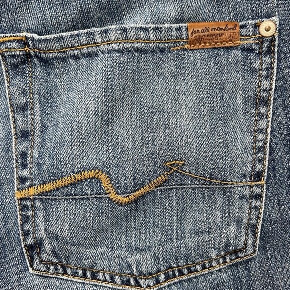 7 For All Mankind Paxtyn Men's Jeans 31x29 Slim Skinny Distressed Denim Grunge - Picture 8 of 15